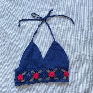 (SOLD) crochet floral bralette with corset back